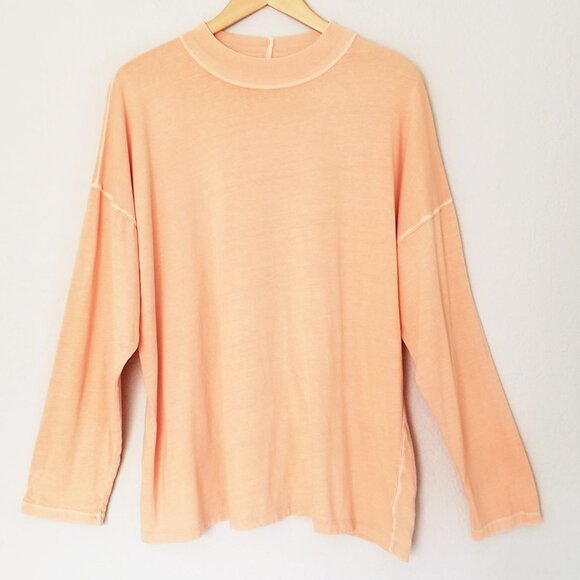 Free People We The Free Be Free Longline Tunic Top M 100% Cotton Orange Sorbet - Picture 3 of 14